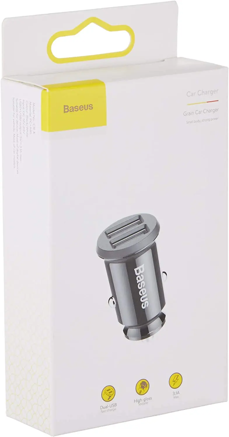 

For Carregador Veicular , 2 entradas USB 3.1, Turbo Charger, com Led Preto