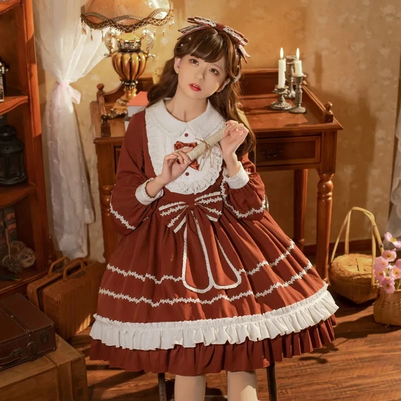 

MAGOGO Pastoral Rabbit Lolita Dress Long-Sleeved OP Retro Daily Original Design Lolita Princess Dress