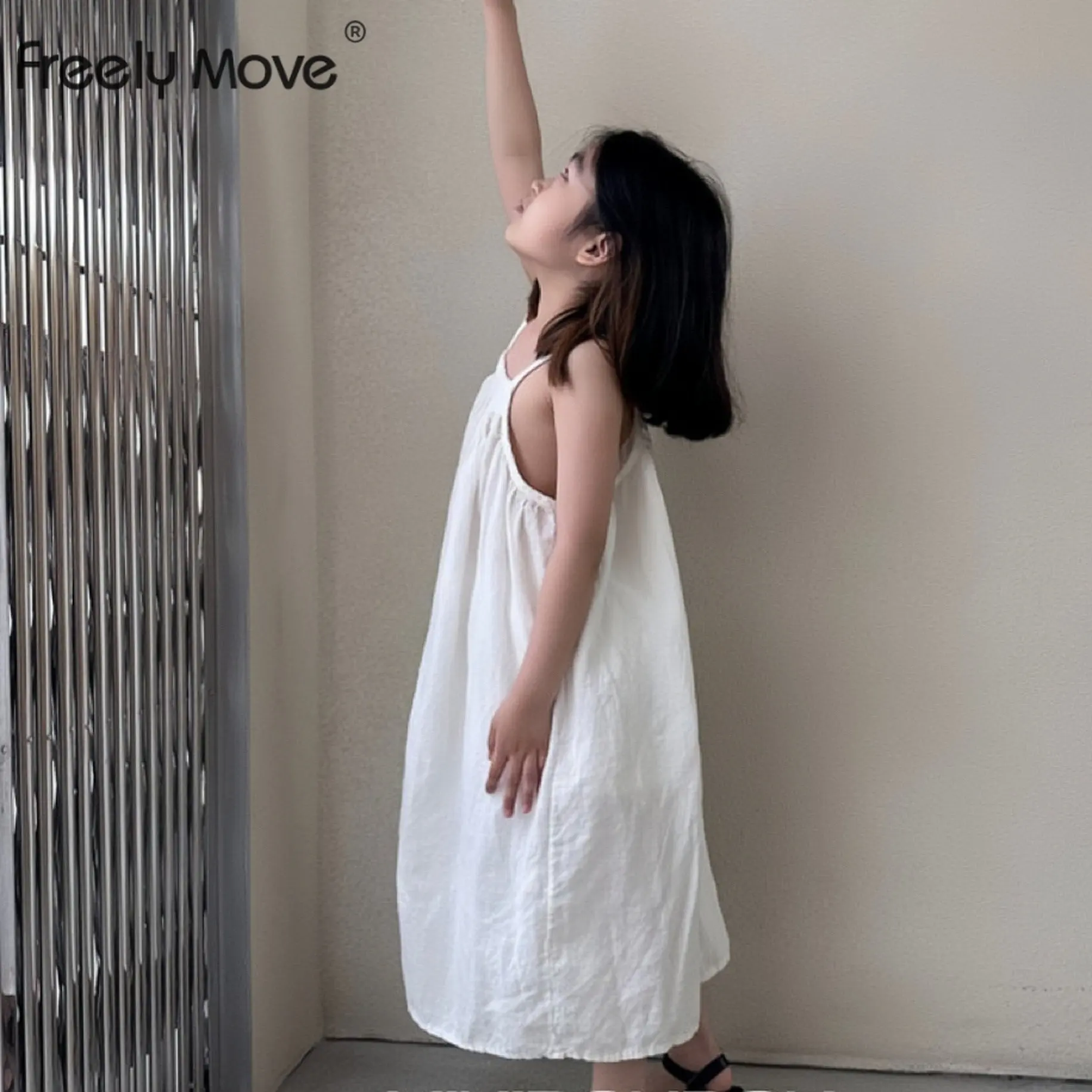 

2023 Girl Dress Kids Summer Clothes Children Dresses Solid Sleeveless Cloth Princess Girls Children Outfit Clothing
