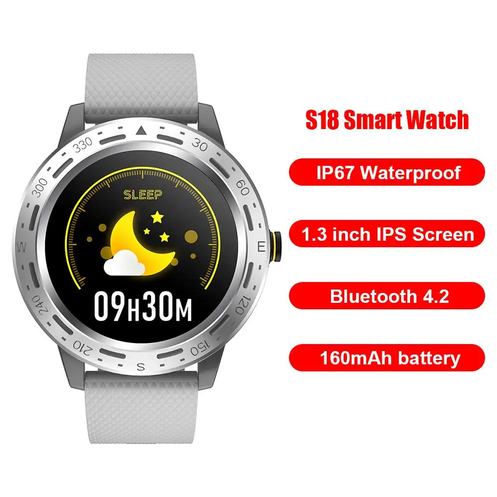 

S18 Smart Watch 1.3 inch Touch TFT Heart Rate Monitor Blood Pressure Measurement Calorie Consumption Sleep Monitoring