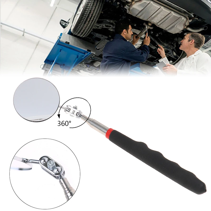 

1Pc 50mm Car Telescopic Detection Lens Inspection Round Mirror 360° Repair Tool Adjustable Length Mirror Angle Can Be Rotated