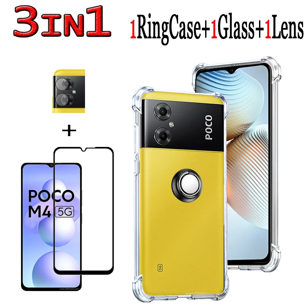 

Back Cover For Xiaomi Poco M4 Global 5G Transparent Case Poco M4Pro Case Soft Silicone Cases Pocom4 Ring Holder Cases For Poko Pocco M4 Silicon Transparent Anti-Fall Shockproof Case Poco M4 Pro Glass Camera Protection