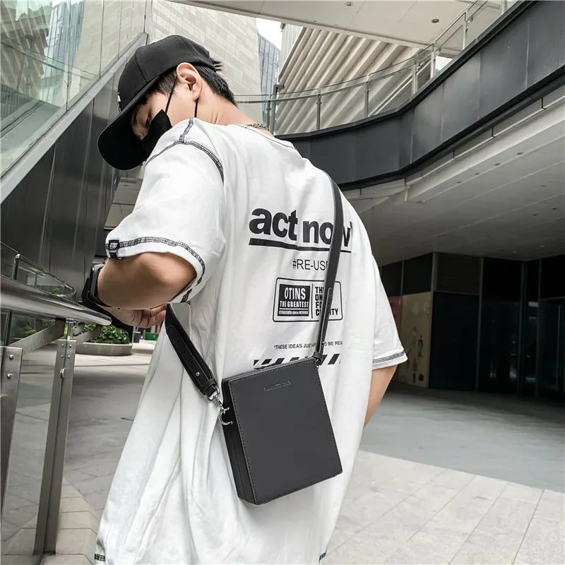 

Trend Bag Sling Small Bag Shoulder Suitcase Box Solid For New Men's Simple Leather 2022 Shape Bags Bag Man Crossbody