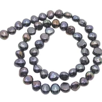 6mm 7mm black baroque pearl loose beads gem stone 15 long strand freeform