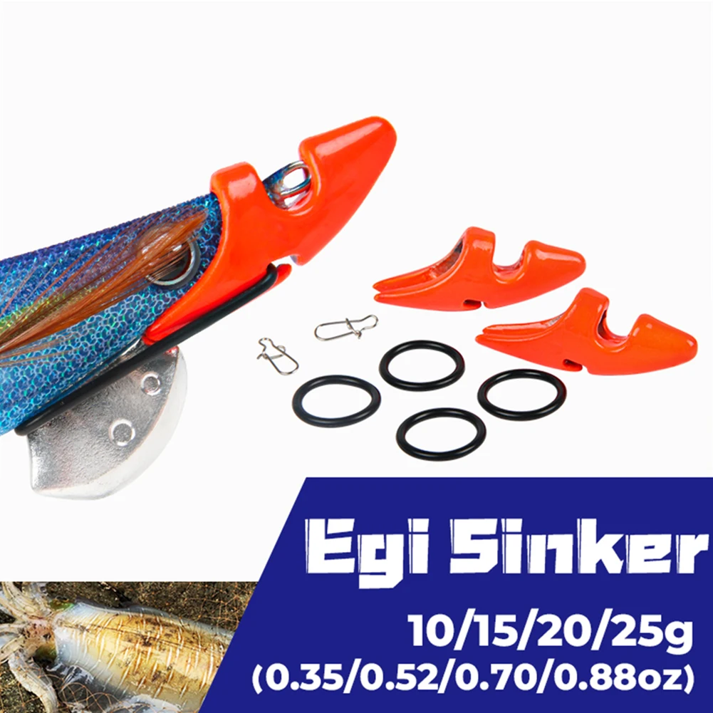 2Pcs Fishing Squid Jig Lead EGI Sinker Wood Shrimp For Tip Run Modified Lead Head 10g/15g/20g/25g Fishing Lures