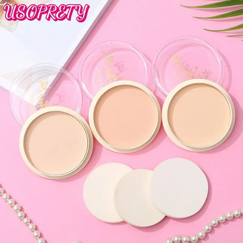 

Pressed Powder Long Lasting Oil Control Face Foundation Waterproof Whitening Brighten Concealer Powder Makeup TSLM1