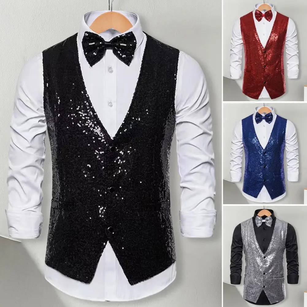 

Hot Men Shiny Gold Sequin Glitter Embellished Blazer Waistcoat Night Club Blazer Wedding Party Waistcoat Stage Singers Clothing
