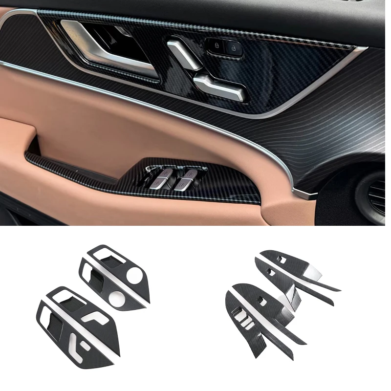 

Для Chery Tiggo 9 2024 2025 ABS углеродное волокно, переключатель окон автомобиля, подъемная панель, накладка, внутренняя дверная чаша, вставка, декоративная рамка