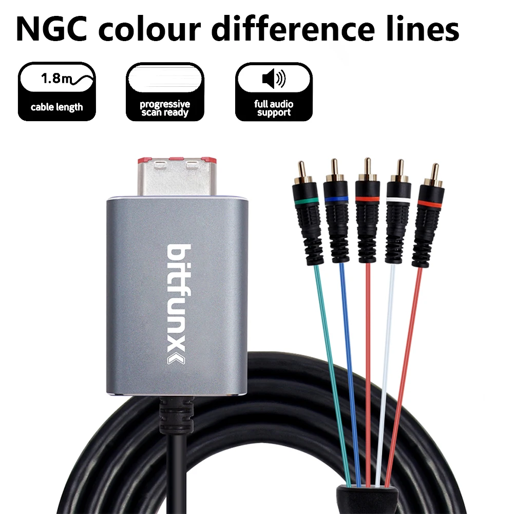

1.8m HD Bitfunx Component Video 5RCA YPbPr Cable for Nintendo GameCube NGC Digital AV Output High Quality Image Accessories