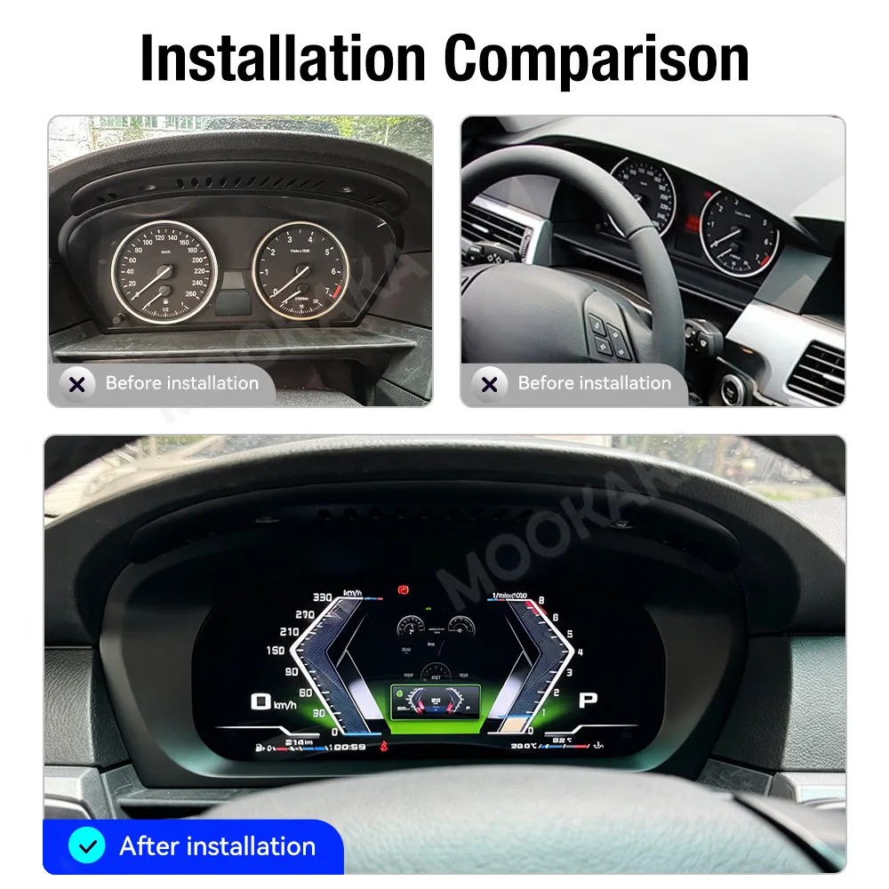 Фото Цифровая приборная панель для BMW 5 серии E60 2006-2010, ЖК-дисплей, виртуальная приборная панель, CarPlay, Android Auto, навигация. №3
