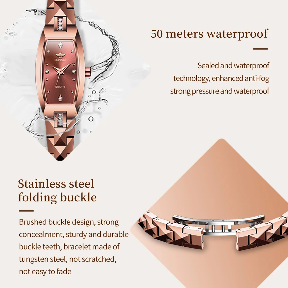 Роскошные женские кварцевые часы с швейцарским механизмом OUPINKE 3242 из