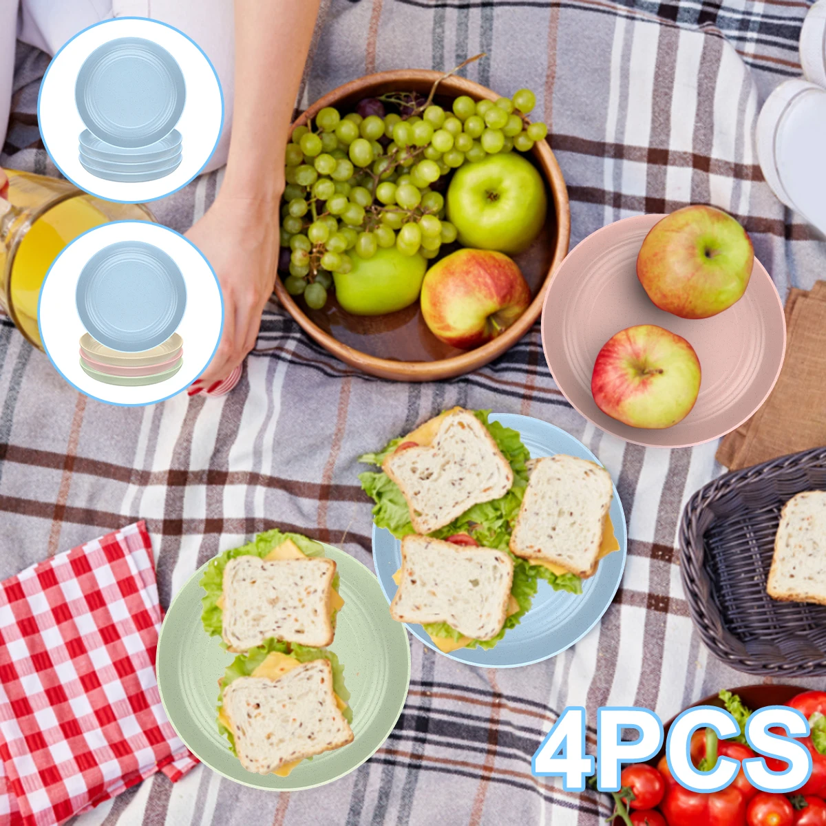 

4 шт. небьющиеся пластины пластиковые тарелки многоразовые пластиковые обеденные тарелки легкие прочные столовые приборы посудомоечная ма...