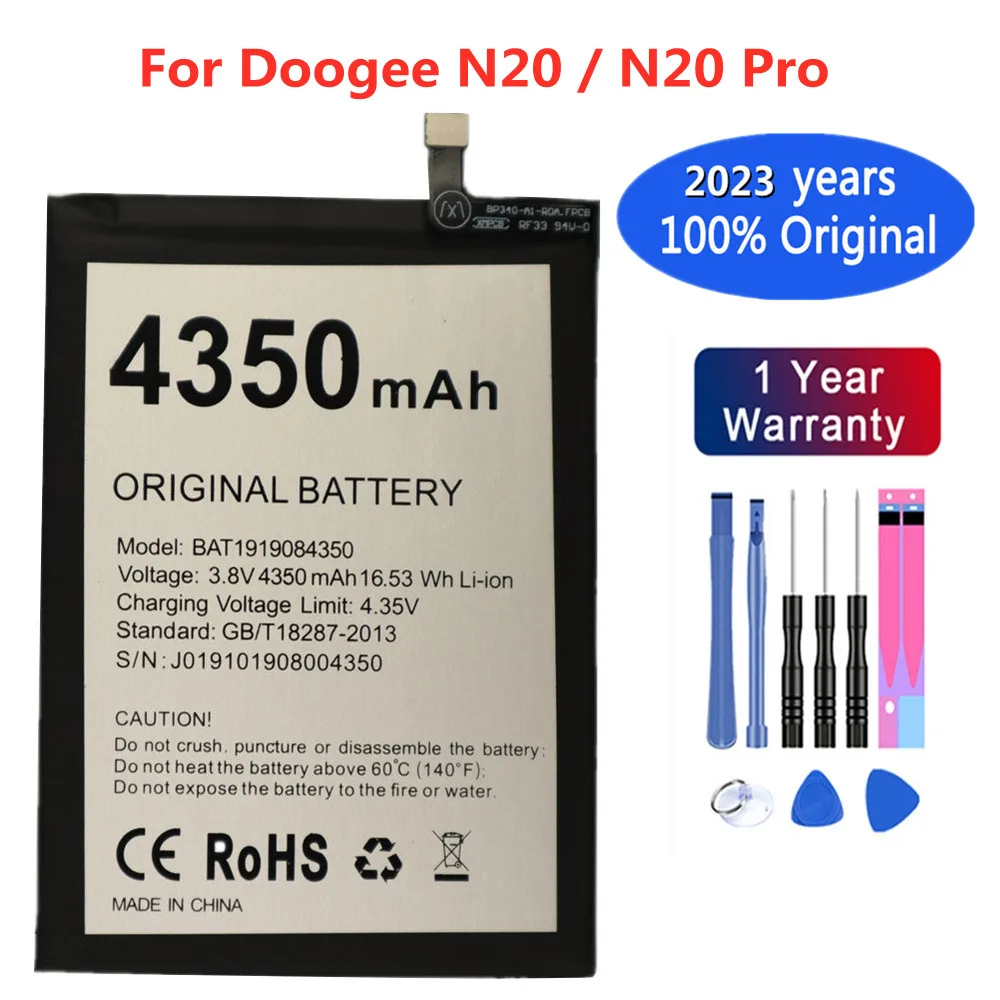 

2023 100% оригинальный аккумулятор Для DOOGEE N20 N20Pro N20 Pro мобильный телефон аккумулятор 4350 мАч батарея большой емкости bat19084350