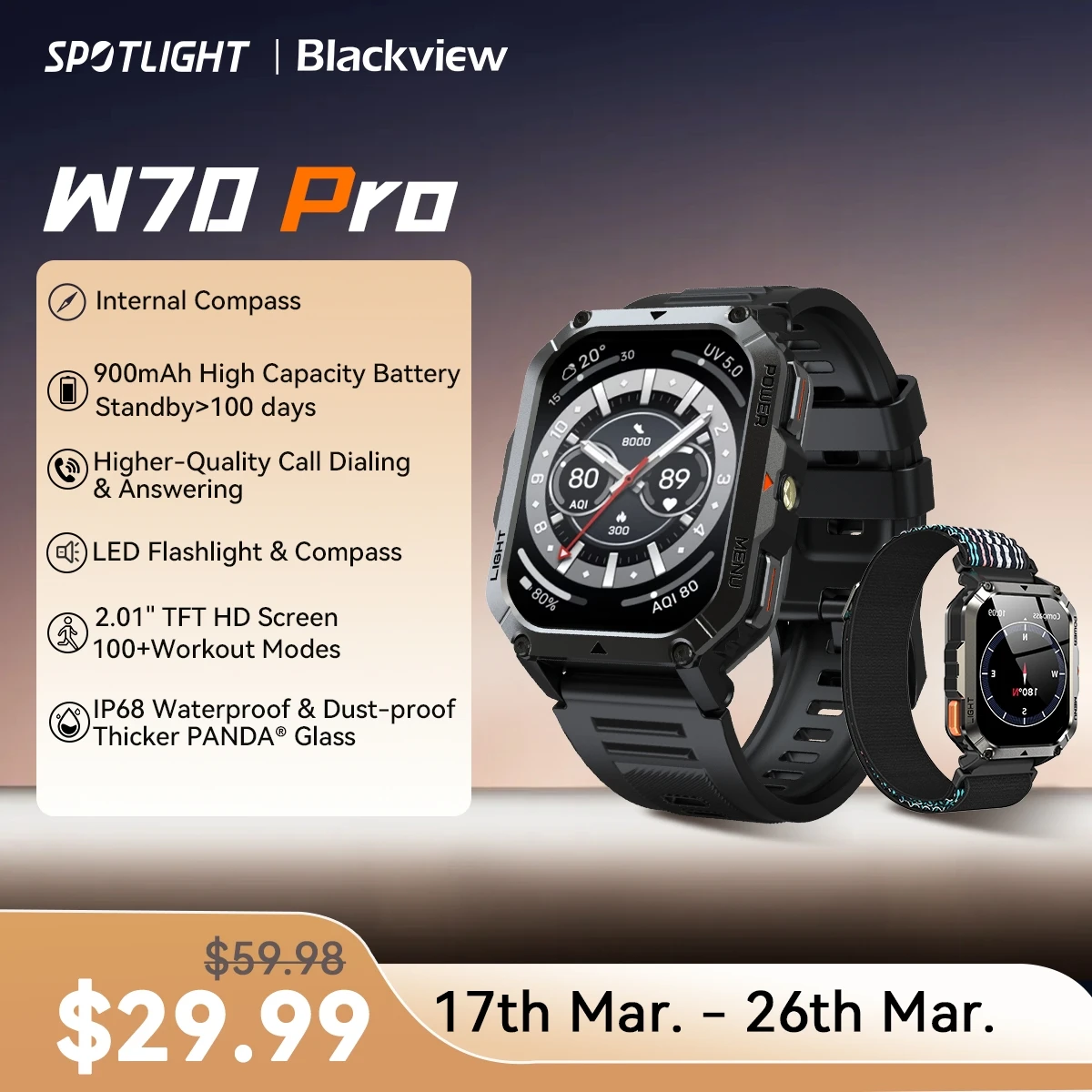 Водонепроницаемые умные часы W70 Pro 900 мАч