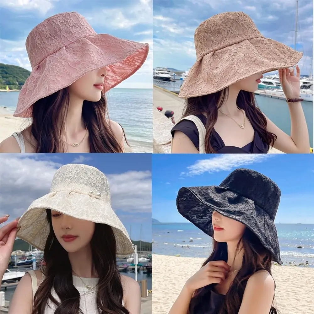 

Autumn Hat Head Wrap Lace Basin Cap Beanie UV Protection Wide Brim Bucket Hat Sun Hat Beach Summer Cap Fisherman Hat