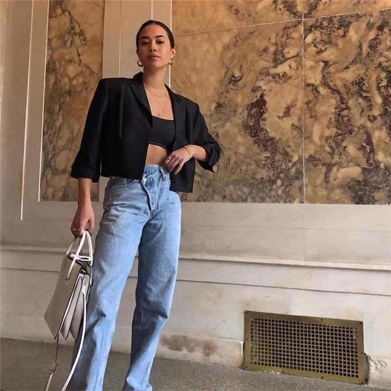 Irregular Denim Wide Leg Pants High Wait Harajuku Women Jeans Spring Korean Fashion Loose Light Color Streetwear Boyfried Style