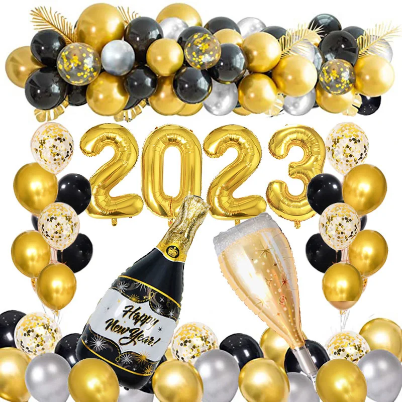 

Aluminum Film Latex Balloon Birthday Wedding Party Celebration Black Gold Balloon Background Decorative