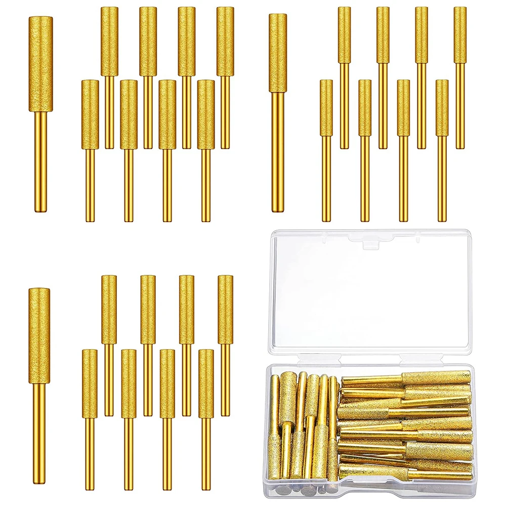 

9 шт. точилка для бензопилы с алмазным покрытием, цилиндрические заусенцы для цепей 4/4,8/5,5 мм, гравировальный шлифовальный инструмент с титановым покрытием