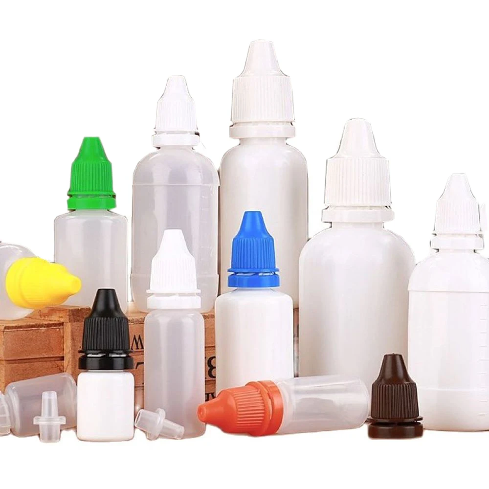 

5ml,15ml,20ml,30ml,50ml,100ml Empty Eye Dropper bottles tamper proof lid PE Medical Dispenser Container Free shipping