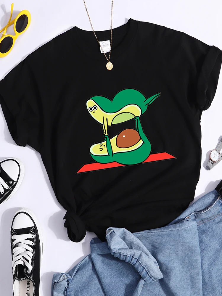 

Забавные женские футболки с рисунком авокадо для тренировок, крутой кроп-топ в стиле хип-хоп, летние дышащие футболки, повседневные женские ...