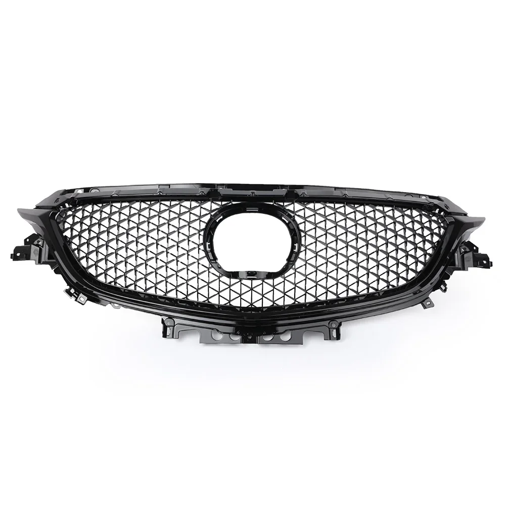 

New Style Car Racing Grill For 2017 2018 Mazda 6 Atenza Front Bumper Mesh Grille Gloss Black ABS Plastic