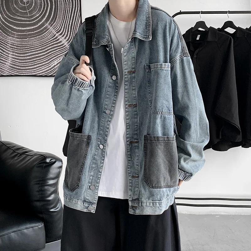

Men's Denim Coat, Daily Casual Denim Jacket, Large Pocket, Outdoor Clothing, Spring and Autumn