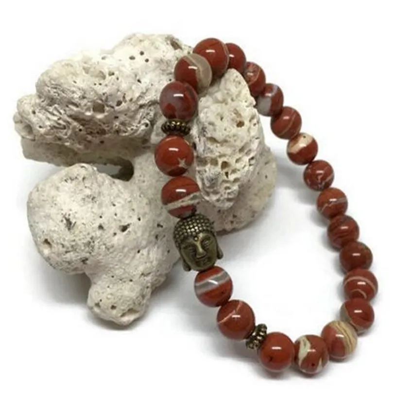 Браслет с бусинами Родохрозит 8 мм