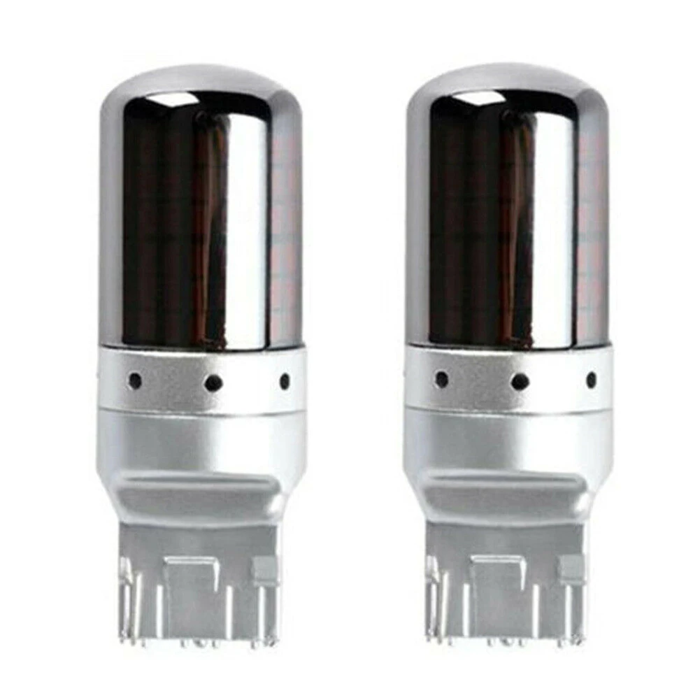 

2pcs/Set Turn Signal Light Chrome 7440 T20 Amber Canbus Error Free LED Lamp Bulb for Front and Rear Signal Filament Sockets 21W