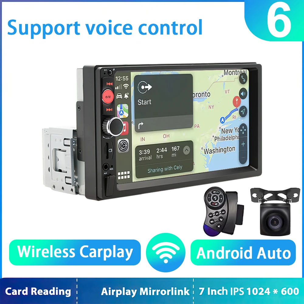 

Android Auto Carplay 1 Din Автомобильный Мультимедийный Плеер 7-дюймовый IPS-дисплей USB SD BT Поддержка Обратного Входа Сенс...