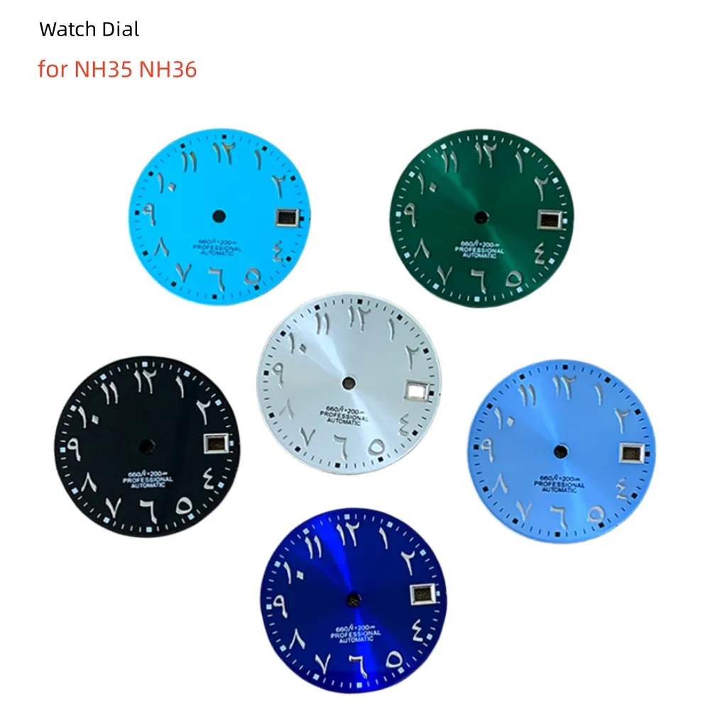 

28.5MM Watch Dial for NH35/NH36 Movement Dials Arabic Letter Numerals Dial No Luminous Watch Accessories