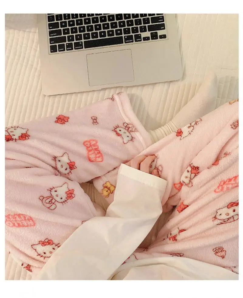 MINISO Бархатные Пижамные Брюки Kawaii Hello Kitt