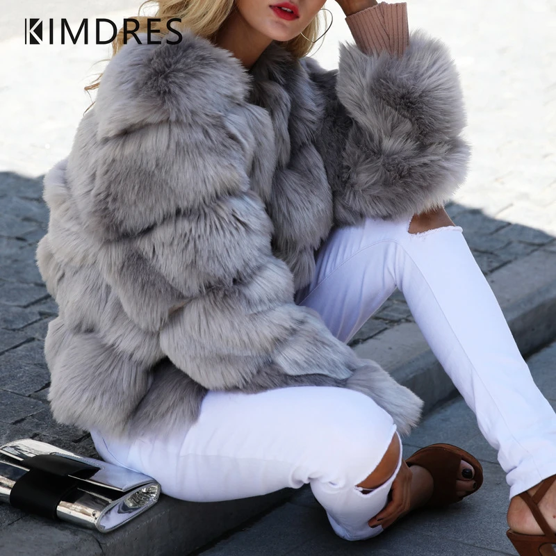 2021 New Winter Fox Faux Fur Fashion Warm Women's Faux Fur Coat Short Korean Slim Fake Artificial Fur Women Jacket Plush Coats