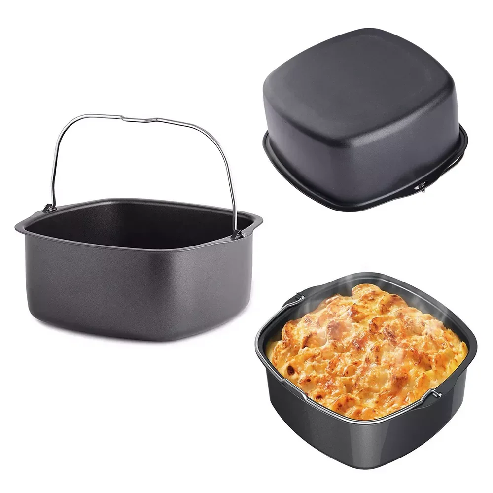 

Square Non Stick Cake Mold Stainless Steel Baking Tray Pan Roasting Basket Bakeware Mould Air Fryer Accessories