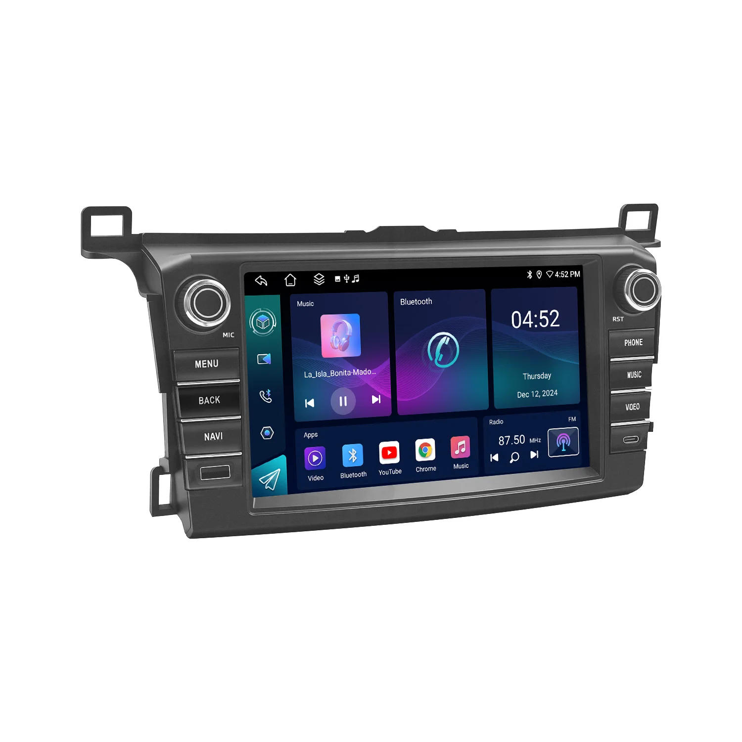 Фото 8-дюймовая автомобильная магнитола Android Type-C для Toyota RAV4 2013-2018 с беспроводным CarPlay, Android Auto, GPS-навигацией, Bluetooth и управлением с руля №2