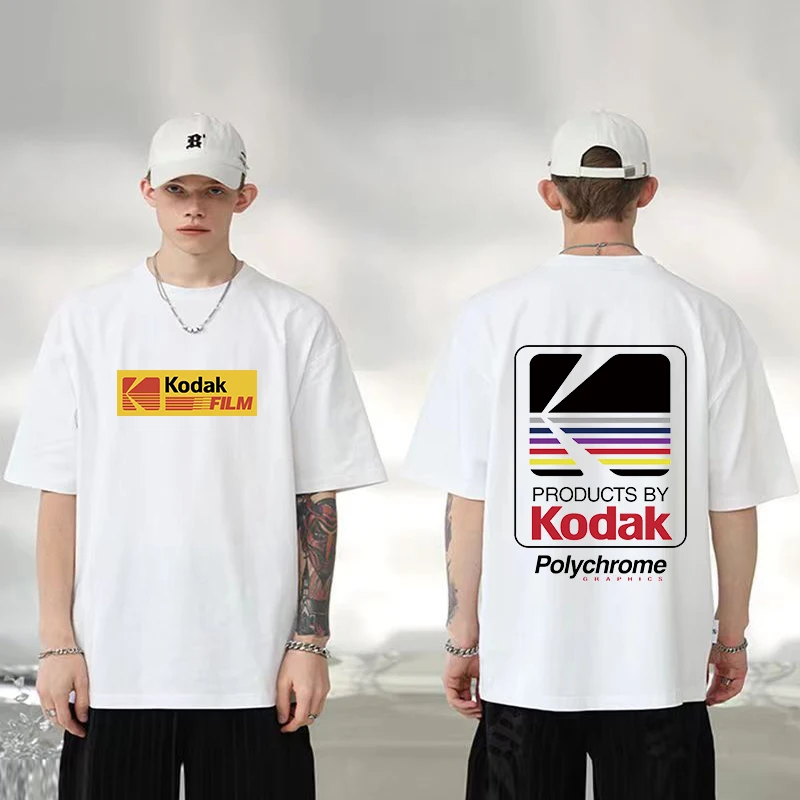 

2023 New Summer Men Women T-shirts Cotton Oversized Wild Kodak Letter Print T Shirt INS Korea Retro Short-sleeve KODAK Tops