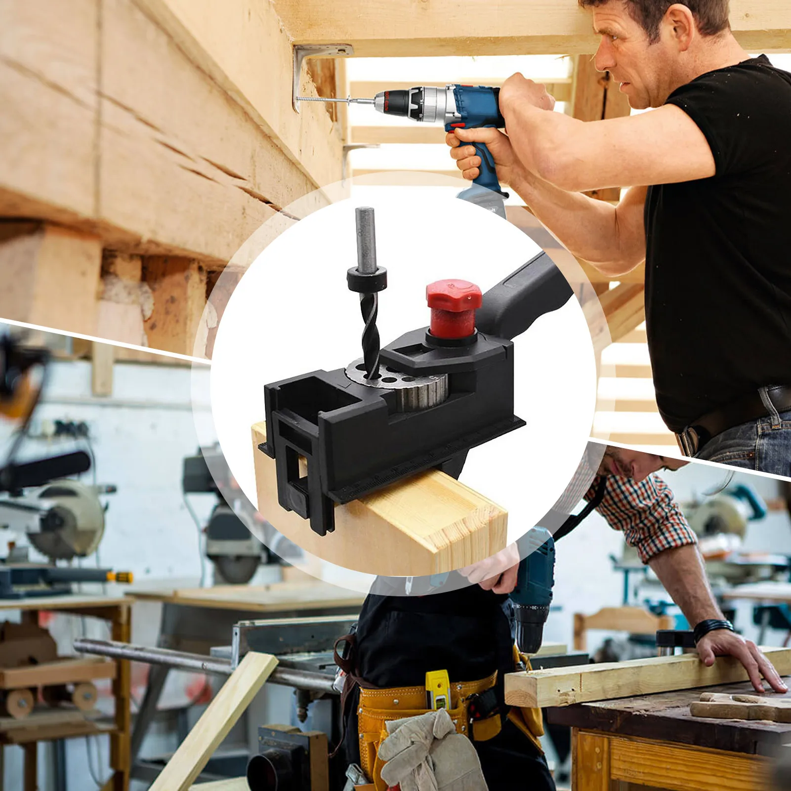 

Набор для зажима карманных отверстий, в том числе устройство распознавания отверстий 3 дюйма, с 3 стопорными кольцами, 30 деревянных заглушек,...