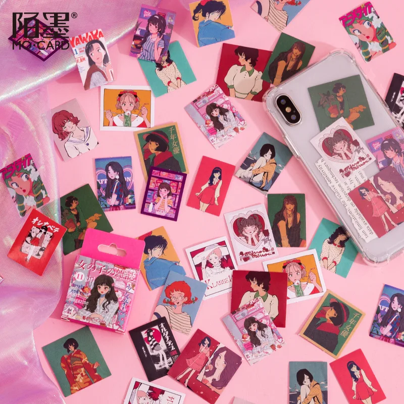 

46 Pcs/box Kawaii Girl Magazine Decorative Stationery Mini Stickers Set Cute Scrapbooking DIY Diary Album Journal Stick Lable