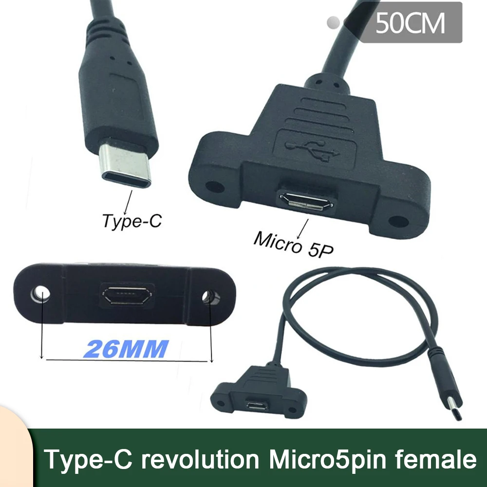 Type-C revolution Micro 5pin розетка Блокировка винтовая панель может починить USB 3,1 Android LeTV кабель для передачи данных