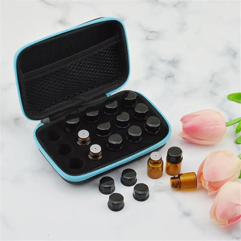 

Universal Essential Oil Storage Bag 1ml 2ml 3ml Bottles Case With 15 Compartments Oil Travel Carrying Organizer Box Hand Bag