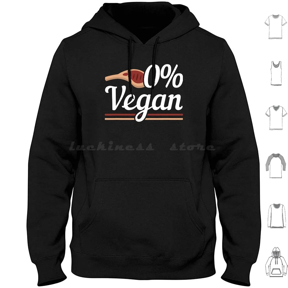 

0 Vegan Hoodie cotton Long Sleeve Vegan 0 Vegan Carnivore Meat Meat Eater Anti Vegan 0 Anti 0 Bbq Funny Zero Percent Vegan