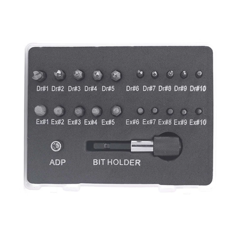 

22 шт./набор, набор сверл для извлечения поврежденных винтов