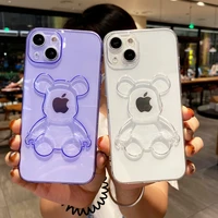 3d mechanical bear case for iphone 11 cover iphone 12 pro max funda phone 13 7 8 plus se 2022 2020 xr x xs transparent tpu cover