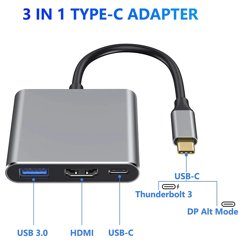 

Расширительная док-станция 4K Ultra HD Type C, совместимая с Thunderbolt 3/4, HDMI USB 3,0, USB-разветвитель, адаптер для ноутбука