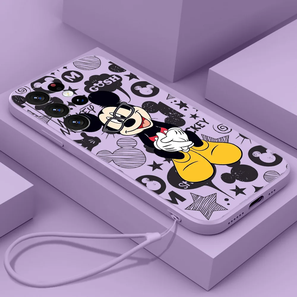 

Mickey Mouse Anime Phone Case For Samsung S23 S22 S21 S20 Fe S10 Note 20 10 Ultra Lite Plus Liquid Rope Funda Cover