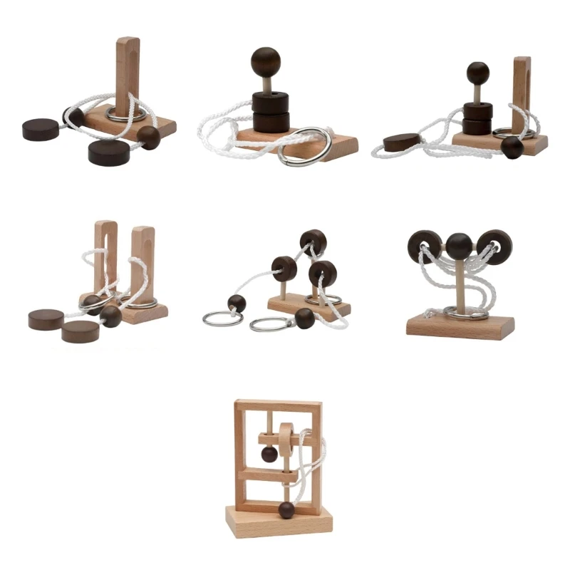 

Wooden Rope Puzzle Unlocking Toy Game Activity Toy Children Funny Party Game