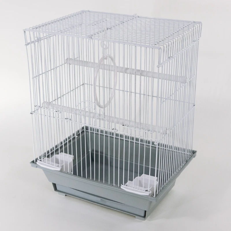 

15" Small Bird Wire Habitat with Flat Roof, White