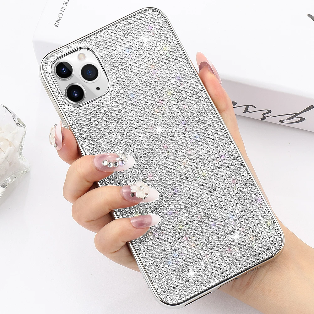 

SHACK custodia con strass Glitter Bling per Iphone 11 12 Pro Max X Xr Xs custodia in cristallo per Iphone 8 7 Plus 6 6s SE2 2020