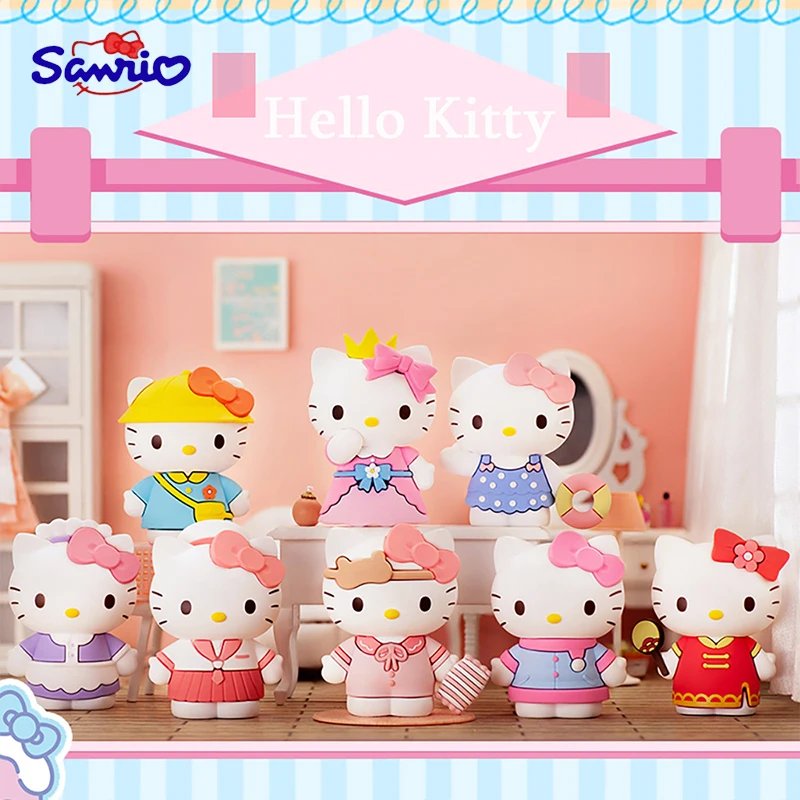 

Sanrio Hello Kitty Anime Figures Genuine Toys Kawaii Hellokitty Y2K Dress Diary Action Figure Dolls Desktop Ornament Decoration