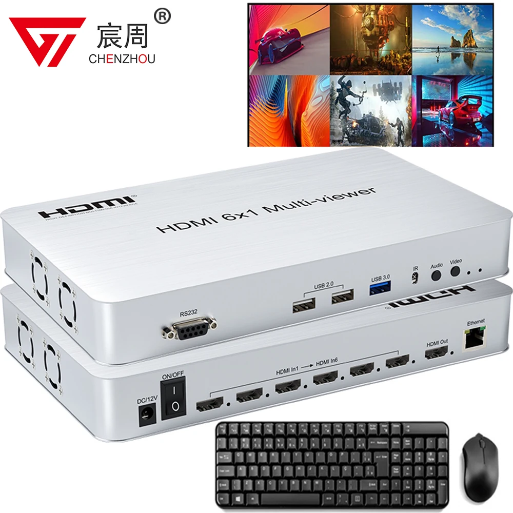 

4K USB KVM 4x1 6x1 HDMI Multiviewer 2 3 4 5 6 Screen Divider Dual Image Quad Multi-viewer Seamless Switcher / Zoom In Out Rotate