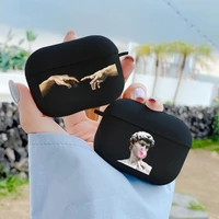 hot abstract roman statue medusa david earphone case for airpods 1 2 3 pro black soft silicone wireless bluetooth headphone case